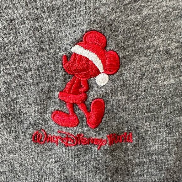 Disney Parks Sweatshirt Christmas Mickey Lightweight Gray Women's Small - Picture 3 of 11